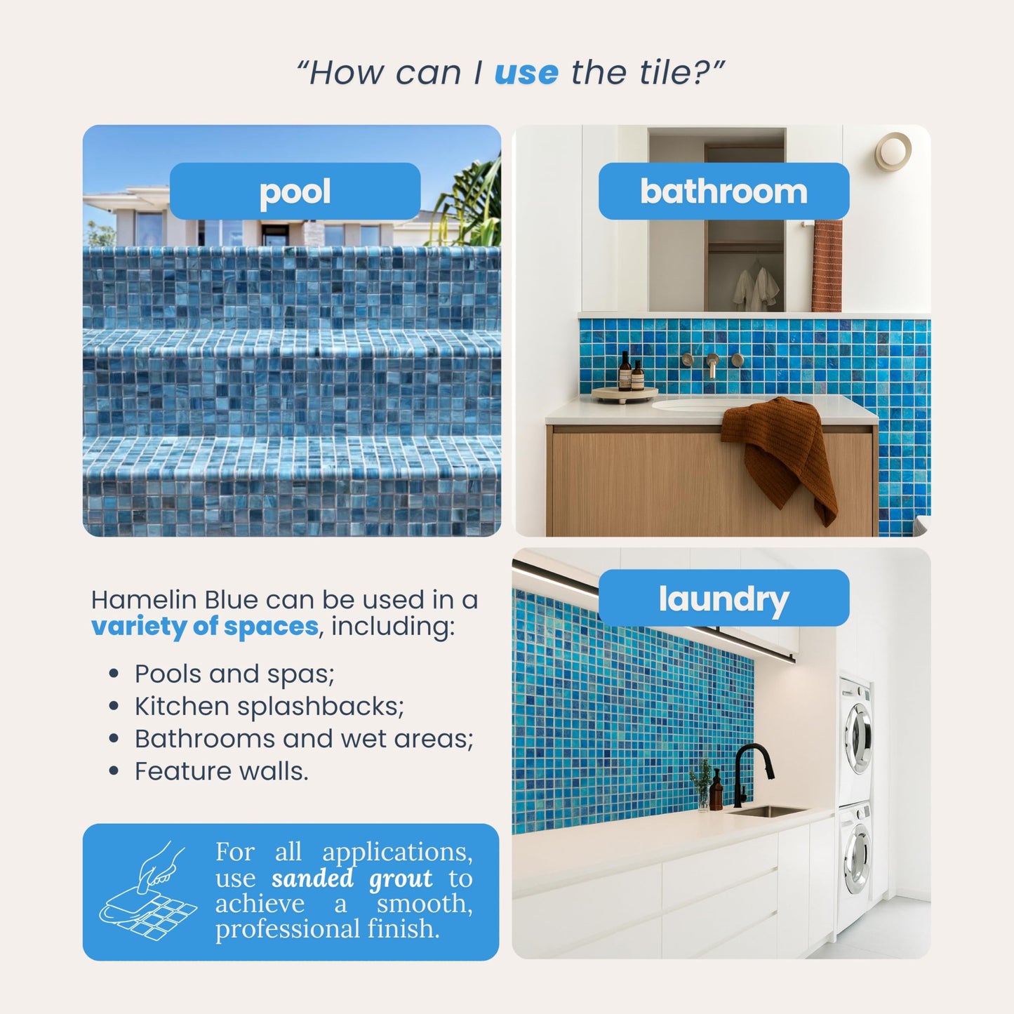 AO Tiles Glass Mosaic – Hamelin Blue 10 Sheets/ Sample