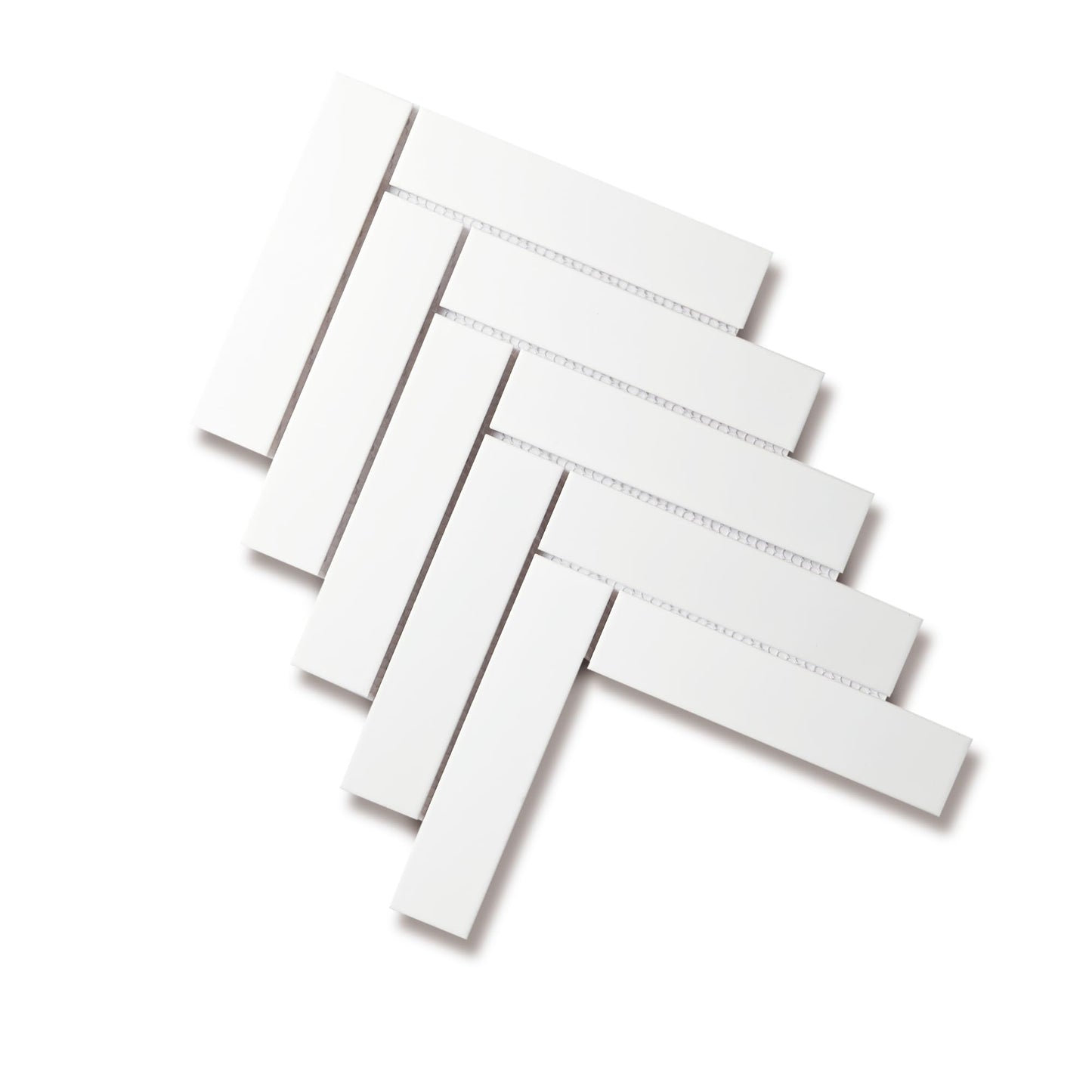 Matt White Mosaic Tile Herringbone