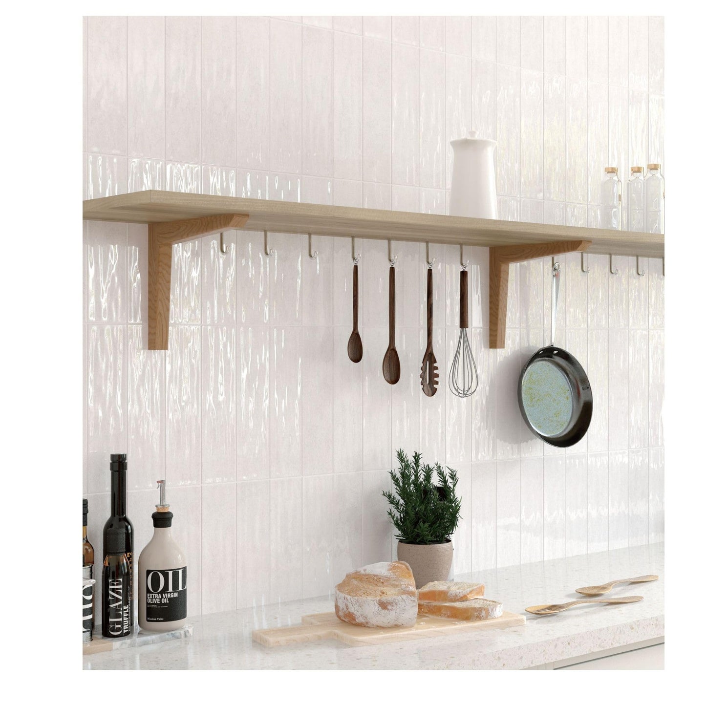 White Light Grey Glossy 75×300mm Subway Tile