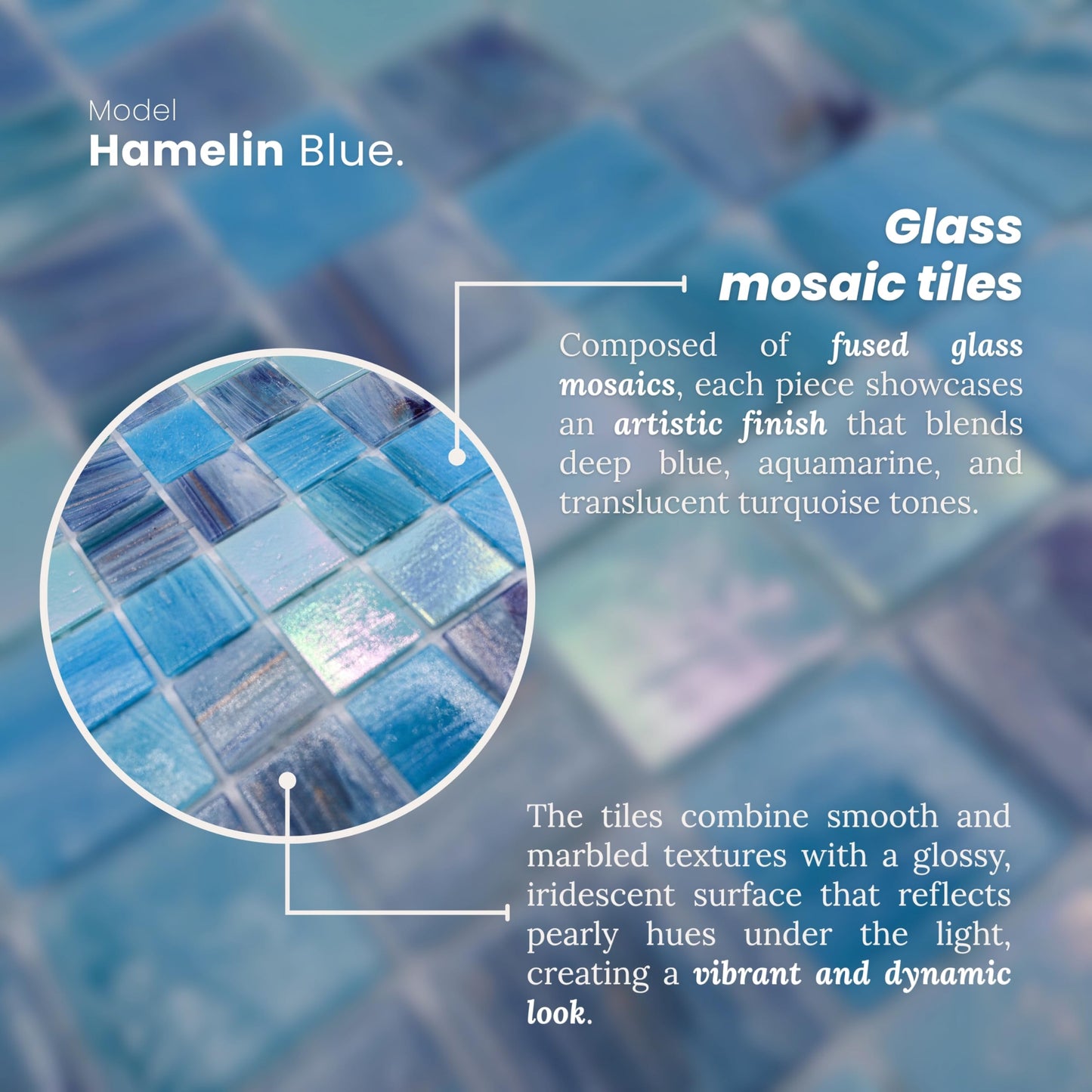 AO Tiles Glass Mosaic  – Hamelin Blue 10 Sheets/ Sample
