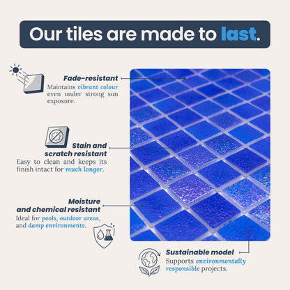 AO Tiles Glass Mosaic  – Jodphur Blue 10 Sheets/ Sample
