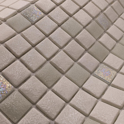 AO Tiles Glass Mosaic Tile –Kimberley Monsoon White 300x300mm- 10 Sheets/ Sample