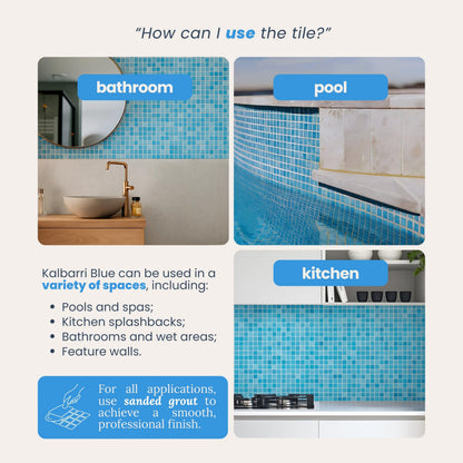 AO Tiles Glass Mosaic  – Kalbarri Blue 10 Sheets/ Sample