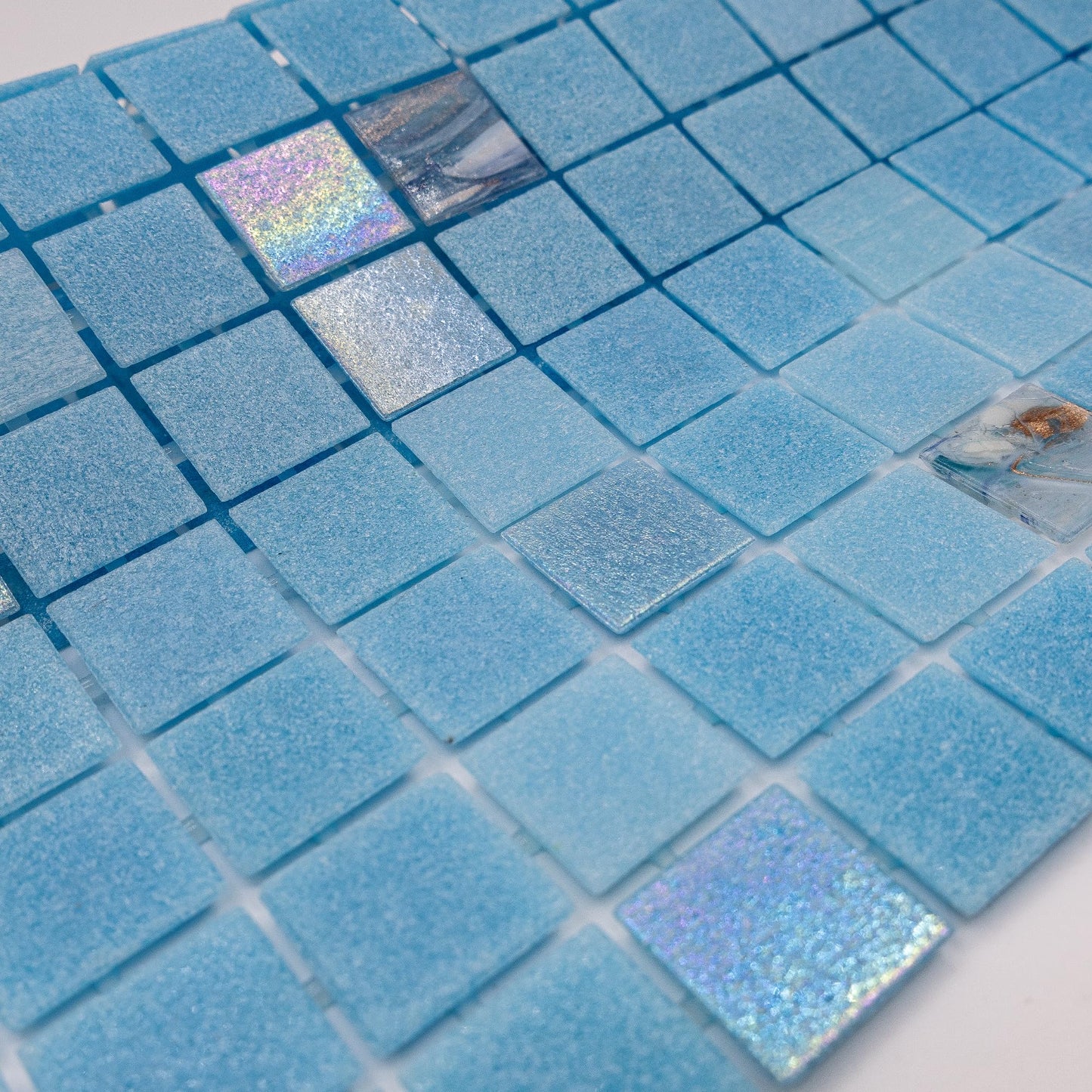 AO Tiles Glass Mosaic – Honey Moon Pool- Light Blue 10 Sheets/ Sample