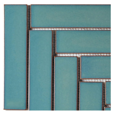 Crystal Aqua Gloss Herringbone Mosaic Tile – 295x280mm Sheets, 19 Sheets per Box.