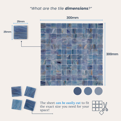 AO Tiles Glass Mosaic – Blue Dawn Sky 10 Sheets/ Sample