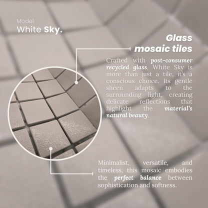 AO Tiles Glass Mosaic  –White Sky 10 Sheets/ Sample