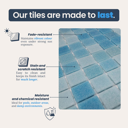 AO Tiles Glass Mosaic  – Kalbarri Blue 10 Sheets/ Sample
