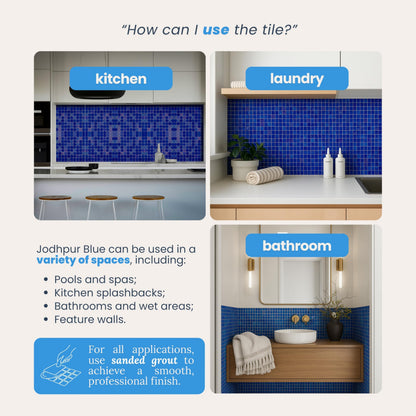AO Tiles Glass Mosaic  – Jodphur Blue 10 Sheets/ Sample