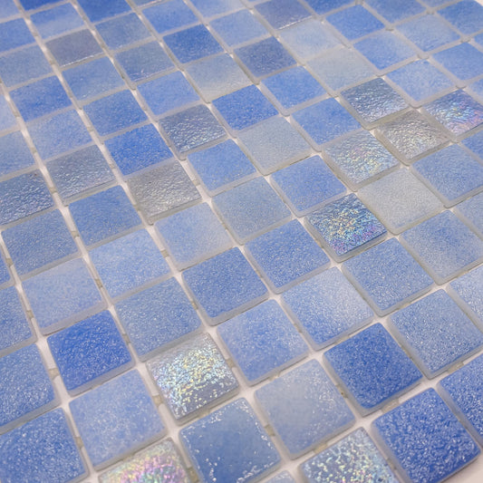 AO Tiles Glass Mosaic Tile –Scottish Winter Blues 300x300mm- 10 Sheets/ Sample