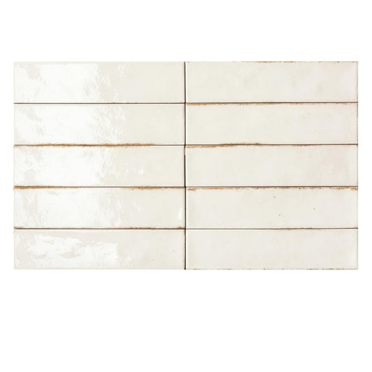 Lunar White Subway Tile 250x60mm Gloss Finish- Glowtile Collectios – 50 Tiles per Box.