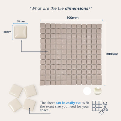 AO Tiles Glass Mosaic Tile – Swan White 300x300mm- 10 Sheets/ Sample