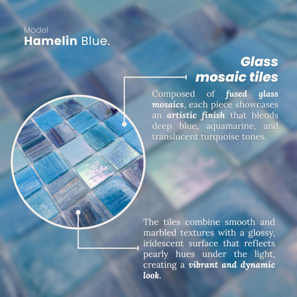 AO Tiles Glass Mosaic  – Hamelin Blue 10 Sheets/ Sample