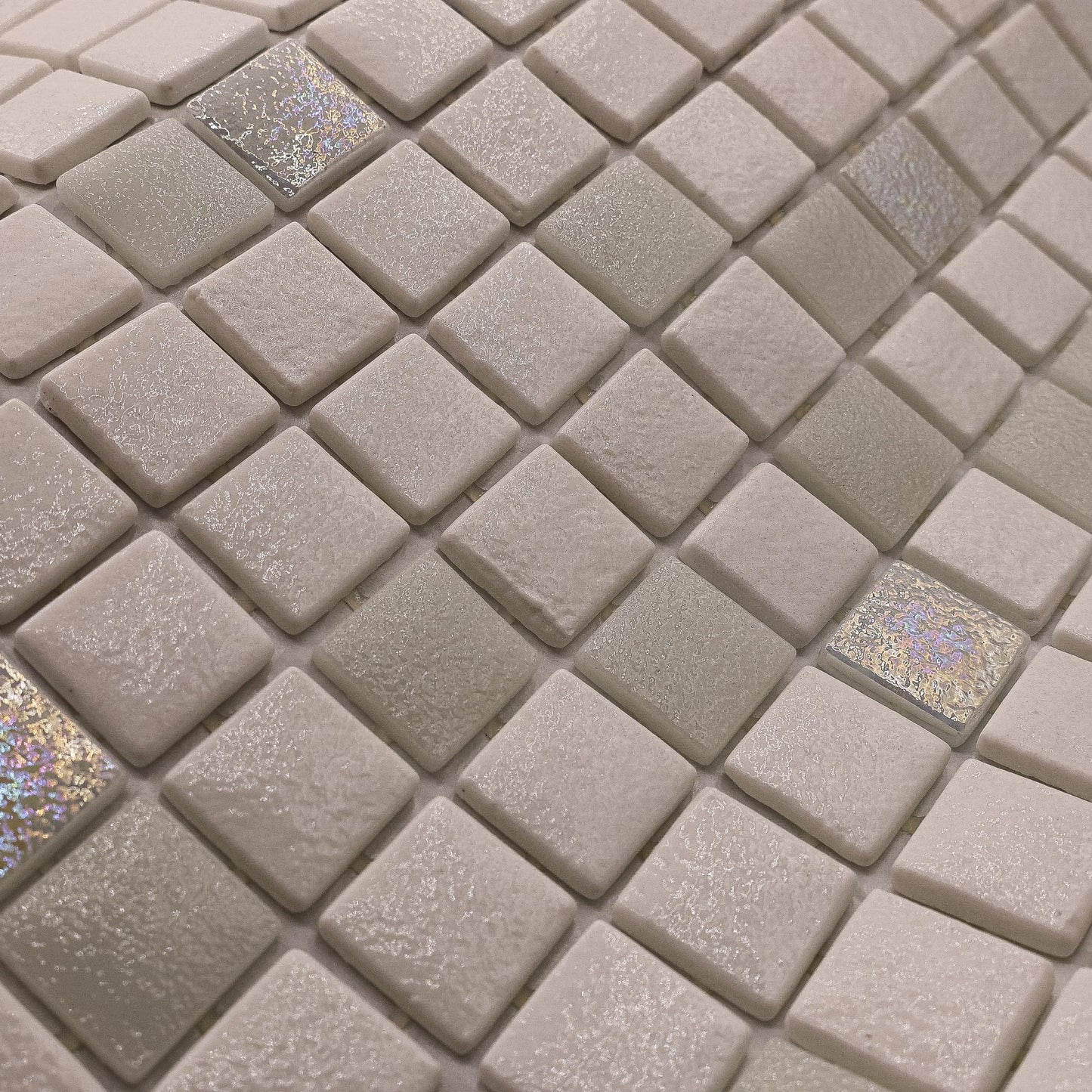 AO Tiles Glass Mosaic Tile –Kimberley Monsoon White 300x300mm- 10 Sheets/ Sample