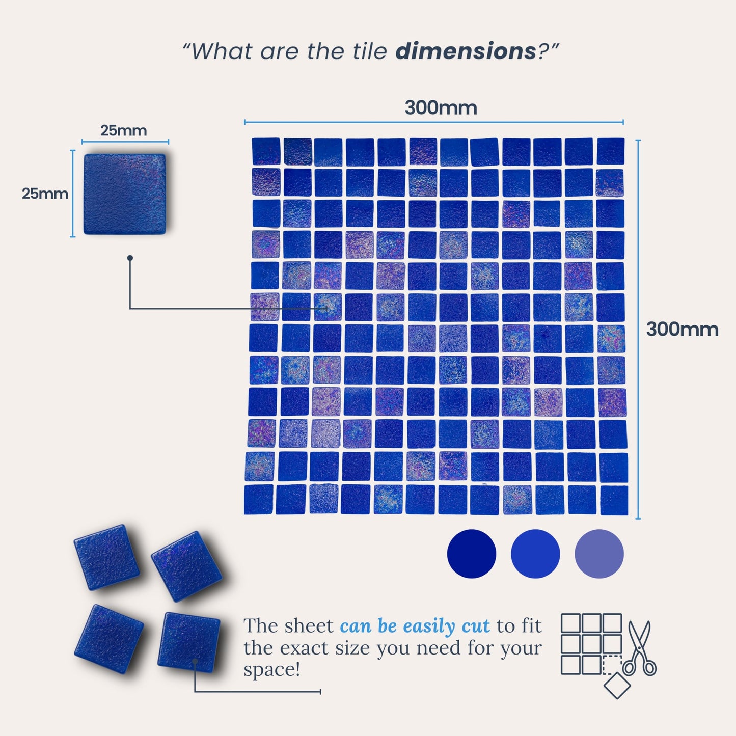 AO Tiles Glass Mosaic  – Jodphur Blue 10 Sheets/ Sample