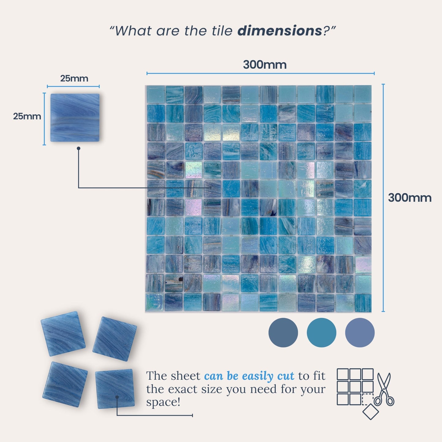 AO Tiles Glass Mosaic  – Hamelin Blue 10 Sheets/ Sample