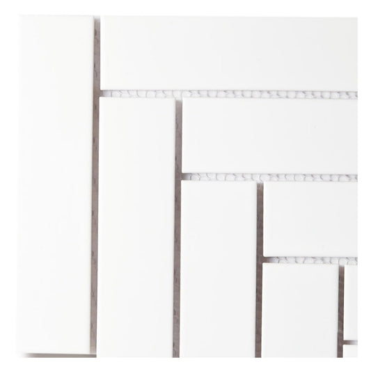 Matt White Mosaic Tile 247x 209mm Herringbone -19 Sheets/Box (1.00m²)