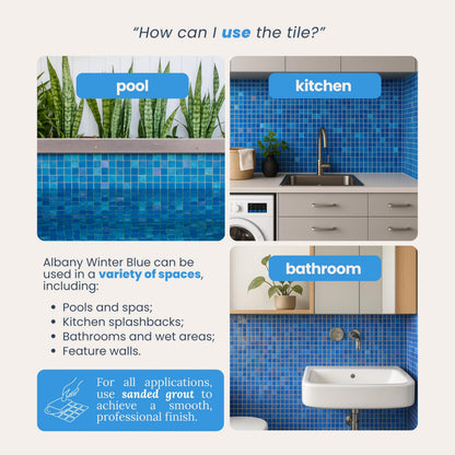 AO Tiles Glass Mosaic – Albany Winter Blues - 10 Sheets/ Sample