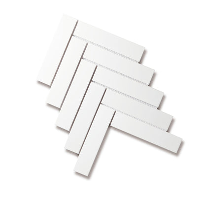 Matt White Mosaic Tile Herringbone