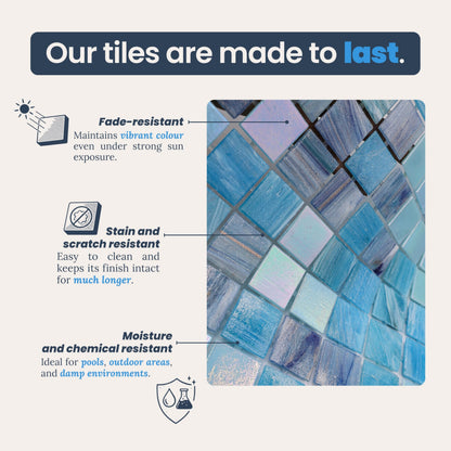 AO Tiles Glass Mosaic  – Hamelin Blue 10 Sheets/ Sample
