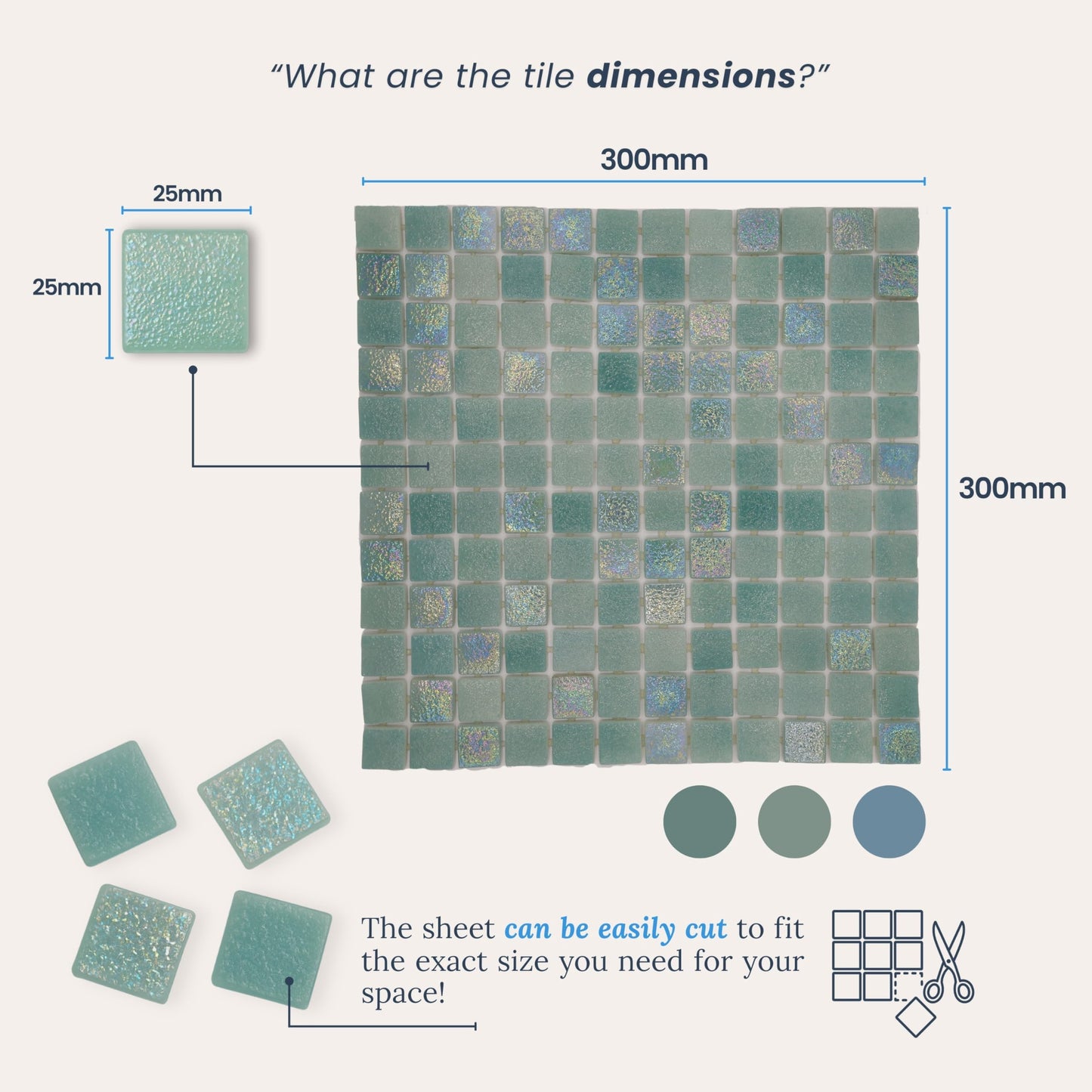AO Tiles Glass Mosaic – Mettans Blue 10 Sheets/ Sample