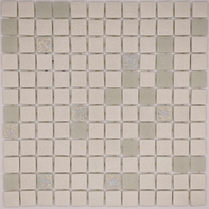 AO Tiles Glass Mosaic Tile –Kimberley Monsoon White 300x300mm- 10 Sheets/ Sample