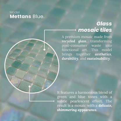 AO Tiles Glass Mosaic Tile – Mettans Blue 300x300mm- 10 Sheets/ Sample