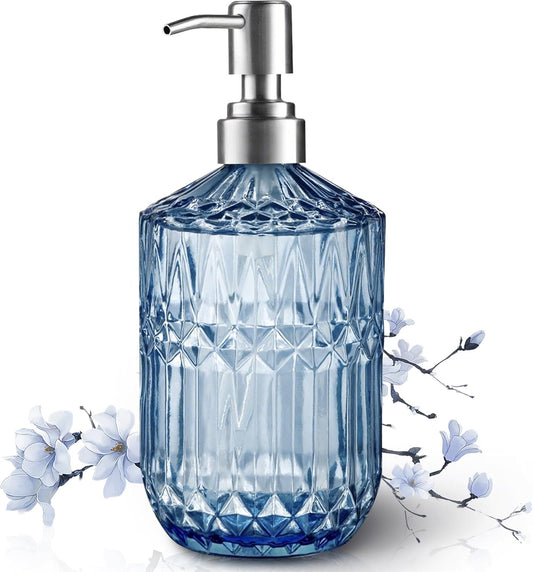 Faceted Glass Soap Dispenser – Blue