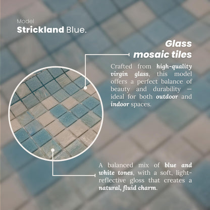 AO Tiles Glass Mosaic Tile – Strickland Blue 300x300mm-10 Sheets/ Sample