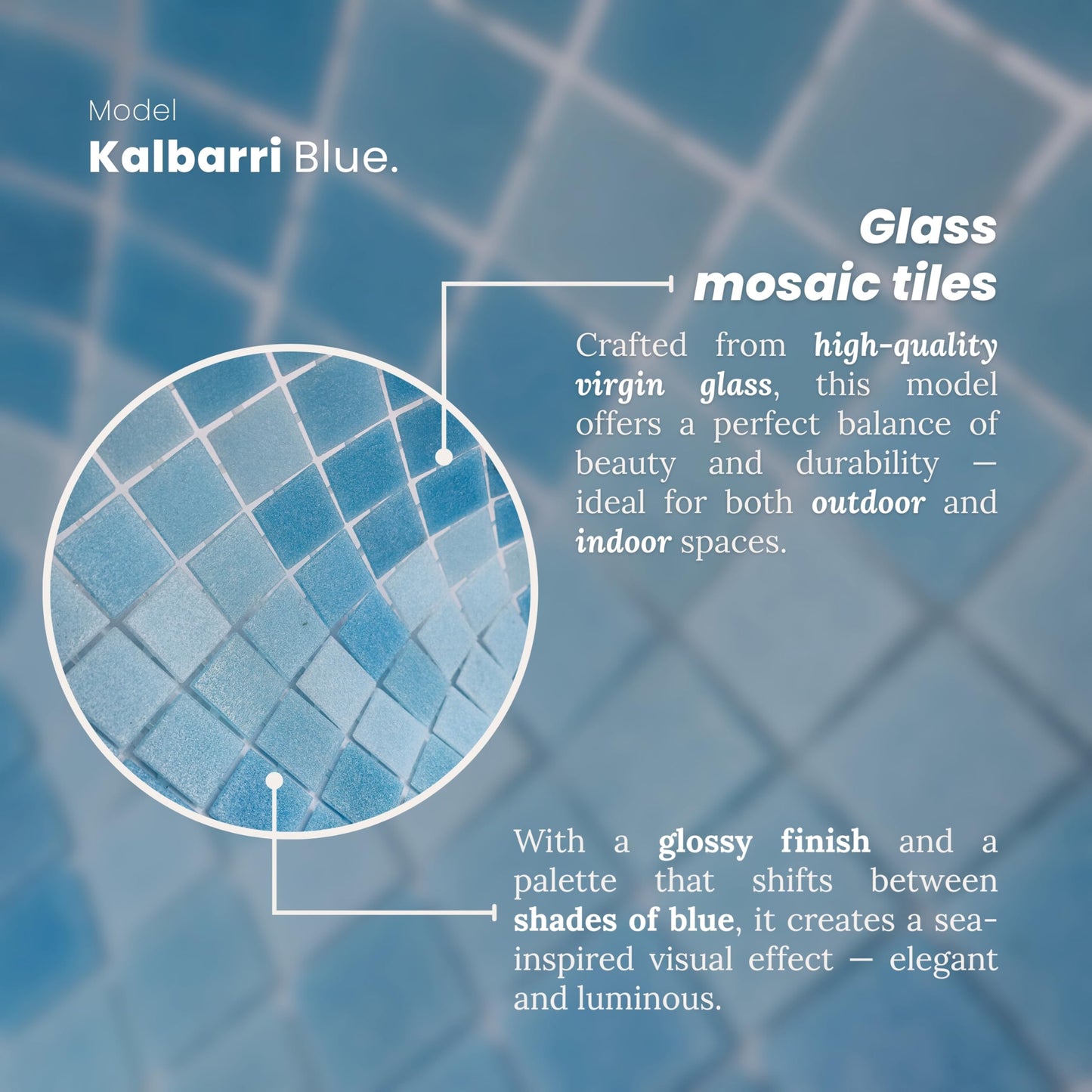 AO Tiles Glass Mosaic  – Kalbarri Blue 10 Sheets/ Sample