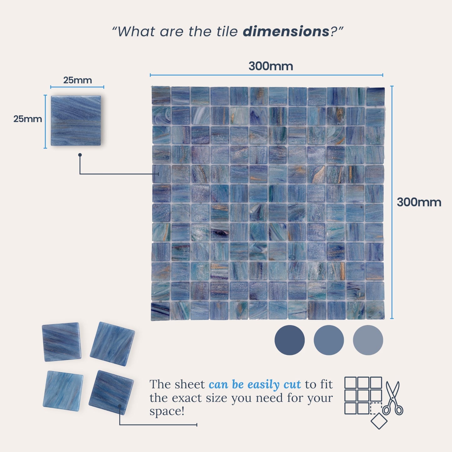 AO Tiles Glass Mosaic – Blue Dawn Sky 10 Sheets/ Sample