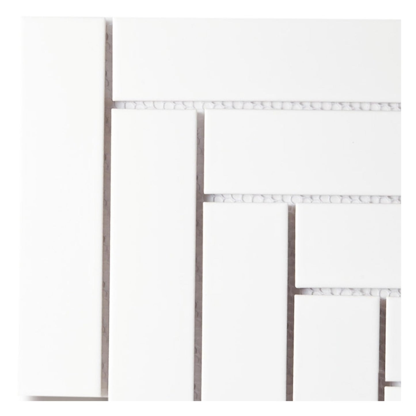Matt White Mosaic Tile Herringbone
