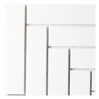Matt White Mosaic Tile Herringbone