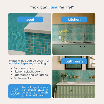 AO Tiles Glass Mosaic Tile – Mettans Blue 300x300mm- 10 Sheets/ Sample