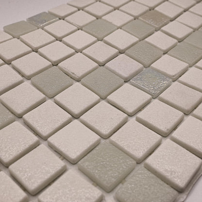 AO Tiles Glass Mosaic Tile –Kimberley Monsoon White 300x300mm- 10 Sheets/ Sample