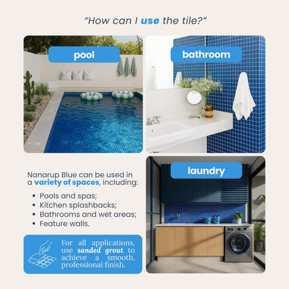 AO Tiles Glass Mosaic Tile – Nanarup Blue 300x300mm- 10 Sheets/ Sample