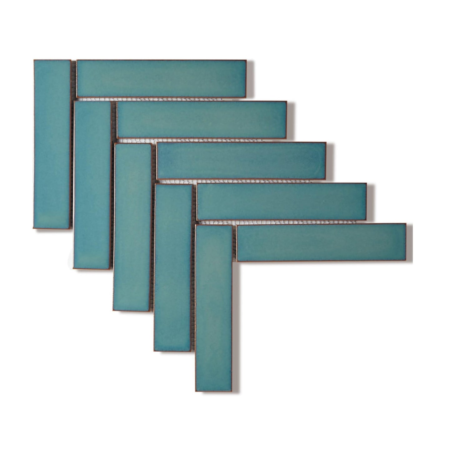 Crystal Aqua Gloss Herringbone Mosaic Tile – 295x280mm Sheets, 19 Sheets per Box.