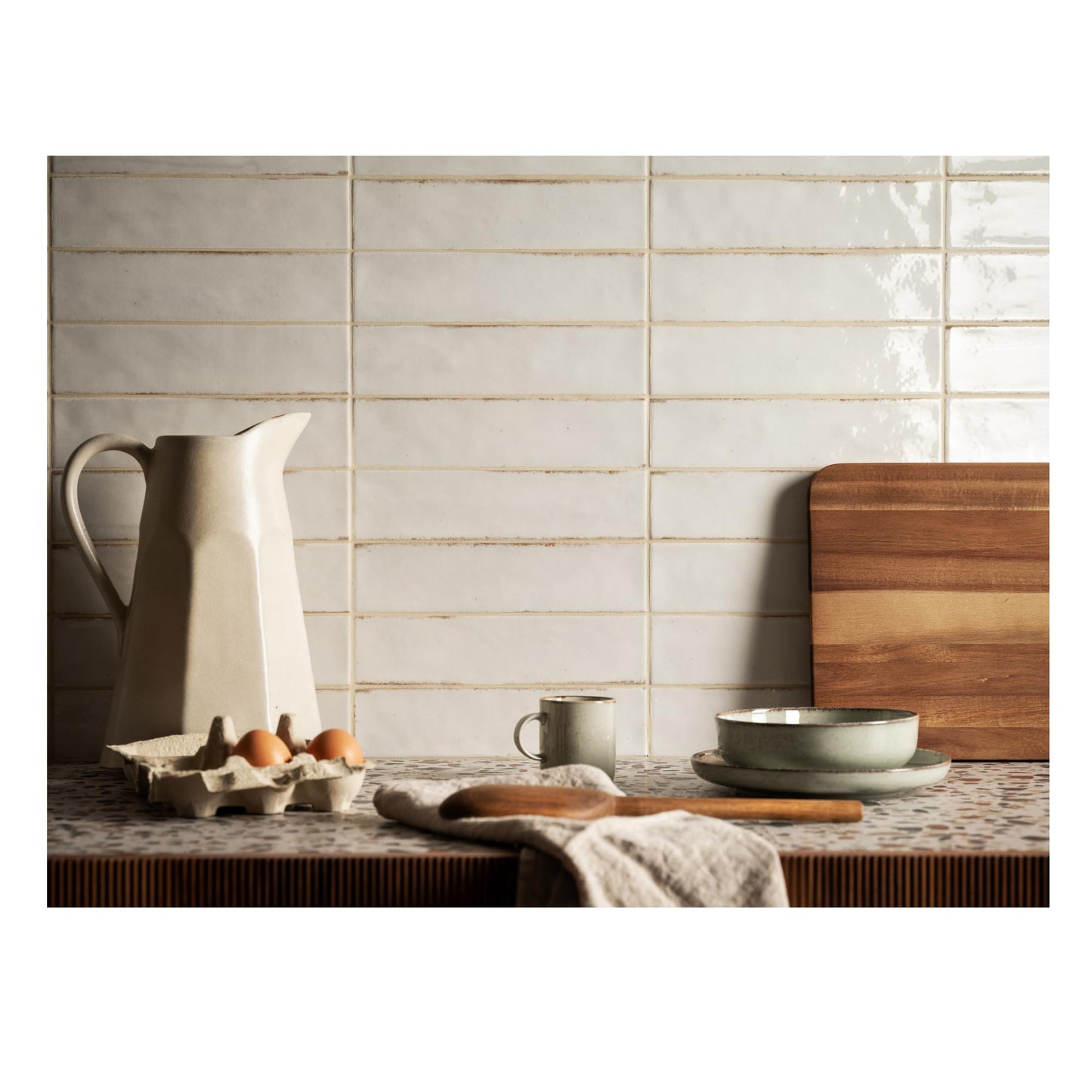 Lunar White Subway Tile 250x60mm Gloss Finish- Glowtile Collectios – 50 Tiles per Box.