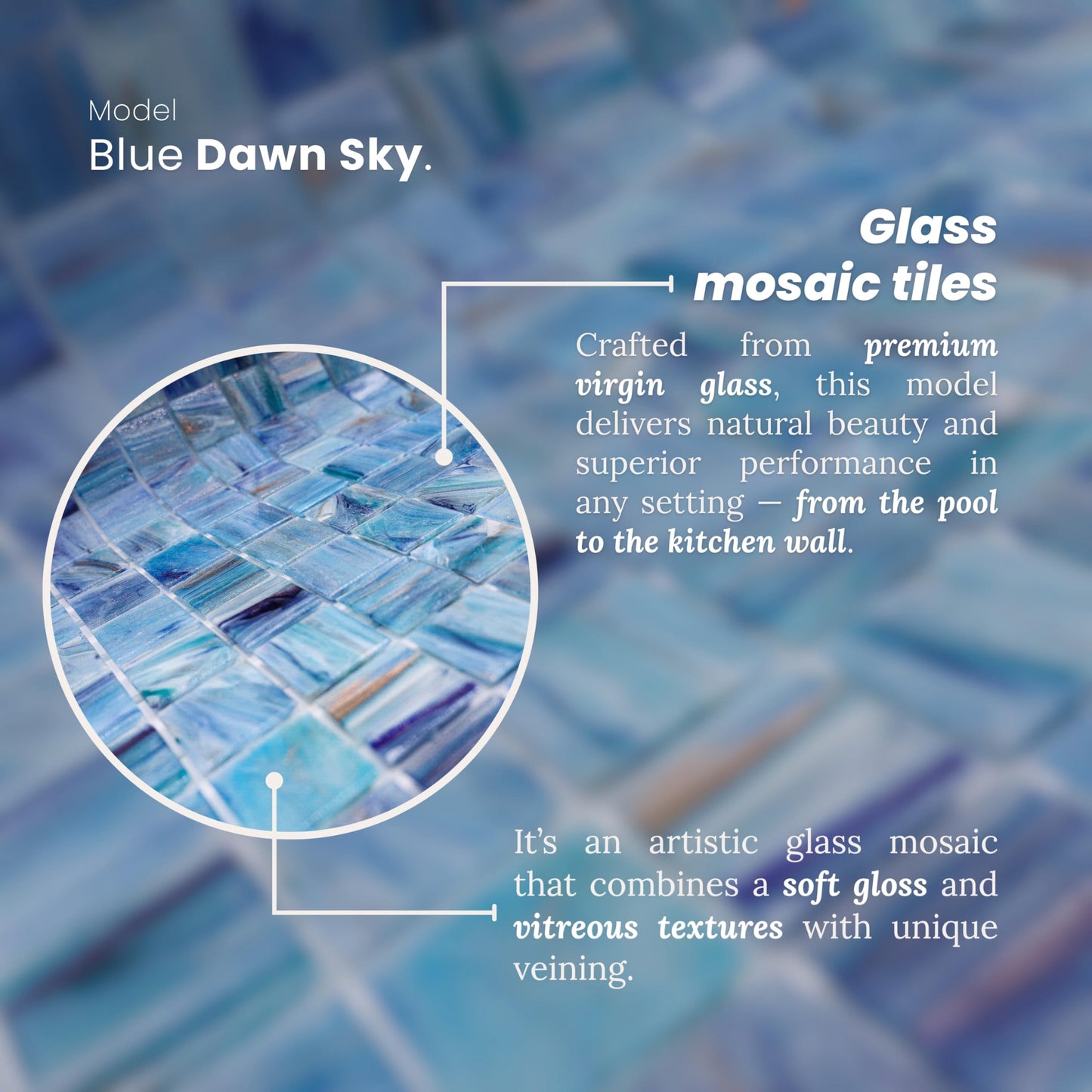 AO Tiles Glass Mosaic – Blue Dawn Sky 10 Sheets/ Sample