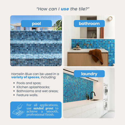 AO Tiles Glass Mosaic  – Hamelin Blue 10 Sheets/ Sample