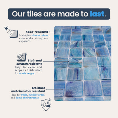 AO Tiles Glass Mosaic – Blue Dawn Sky 10 Sheets/ Sample