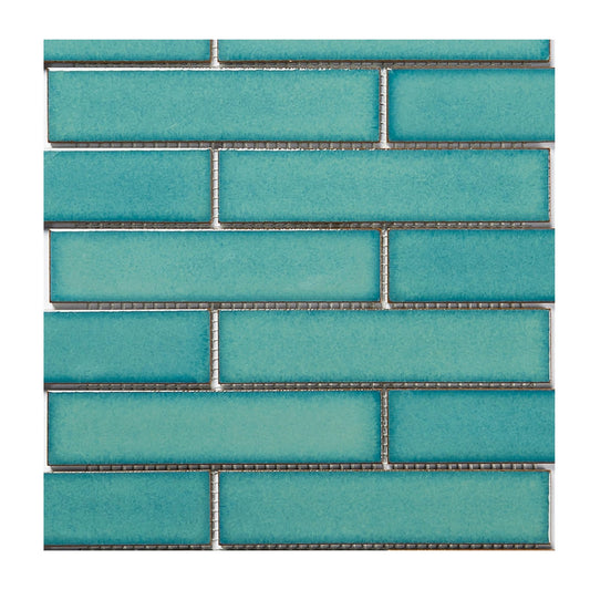 Crystal Aqua Gloss Brick Mosaic Tile