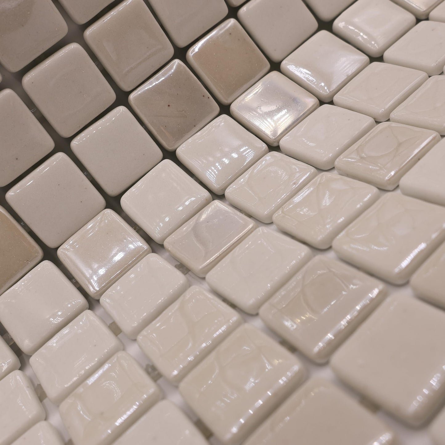 AO Tiles Glass Mosaic Tile – White Twilight Sand 300x300mm- 10 Sheets/ Sample