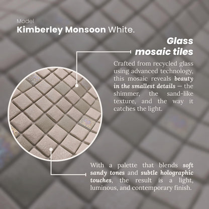 AO Tiles Glass Mosaic  –Kimberley Monsoon White 10 Sheets/ Sample