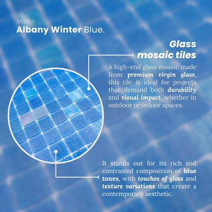 AO Tiles Glass Mosaic – Albany Winter Blues - 10 Sheets/ Sample