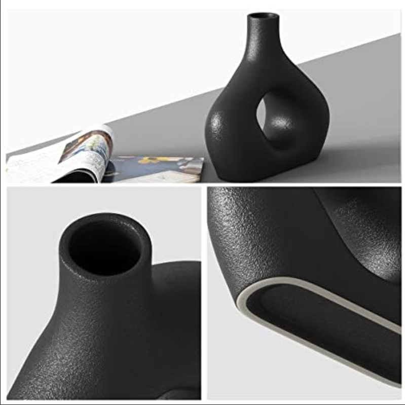 Sculptural Black Ceramic Vase – Modern Statement Home Decor